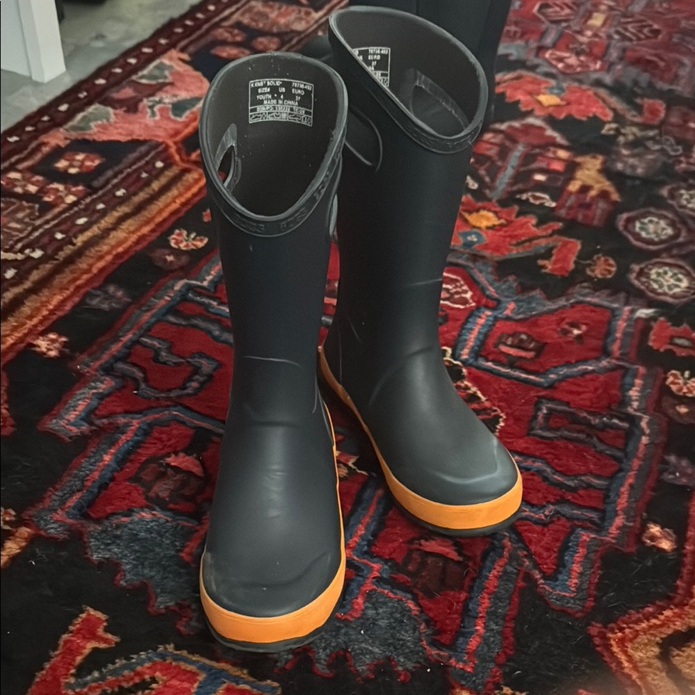 Bogs Black Boots with Orange Soles